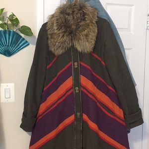 Anthropologie coat with fur